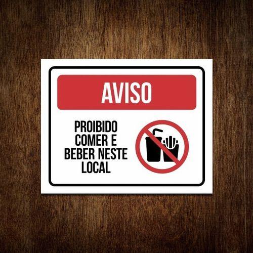 Imagem de Placa Proibido Comer E Beber Neste Local - Sinalização - Hor