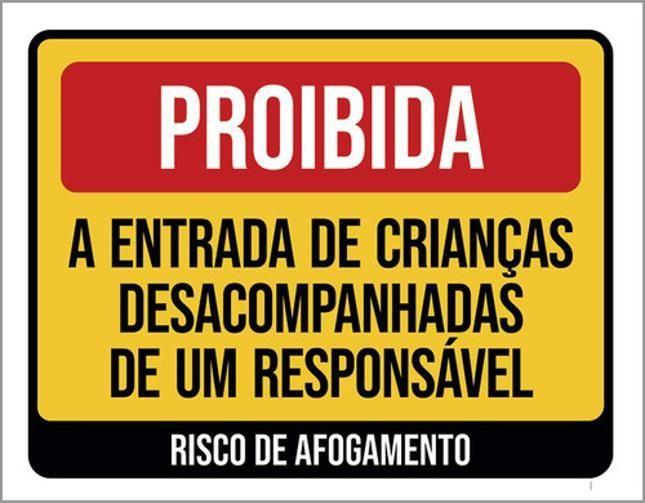 Imagem de Placa Proibido Crianças Sem Responsável Afogamento 36X46
