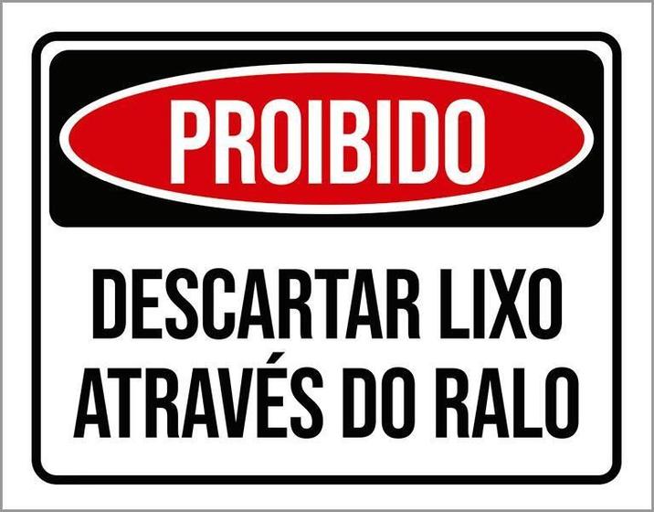 Imagem de Placa Proibido Descartar Lixo Através Do Ralo 18X23