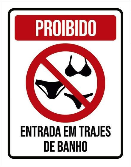 Imagem de Placa Proibido Entrada Em Trajes De Banho 18X23