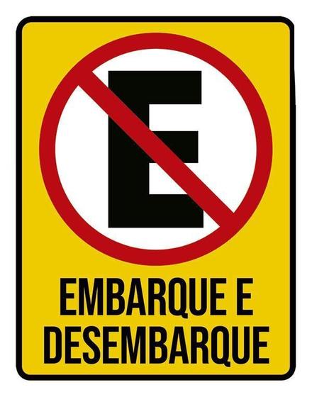 Imagem de Placa Proibido Estacionar Embarque Desembarque 27X35