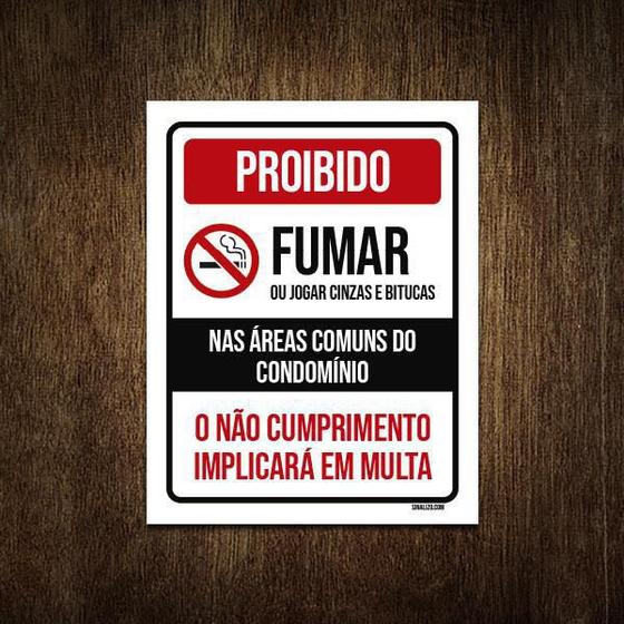 Imagem de Placa Proibido Fumar Jogar Áreas Comuns Condomínio 36X46