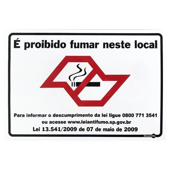 Imagem de Placa Proibido Fumar Neste Local 30x20 Cm PS611SP Encartale