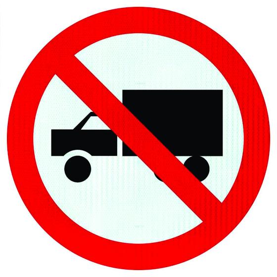 Imagem de Placa Proibido Trânsito De Caminhões R-9 Refletivo Prismático  50x50