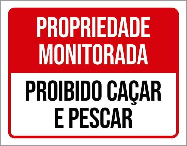 Imagem de Placa Propriedade Monitorada Prioibido Caçar 36X46