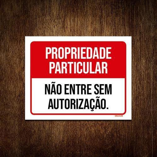 Imagem de Placa Propriedade Particular Não Entre Vermelha 18X23
