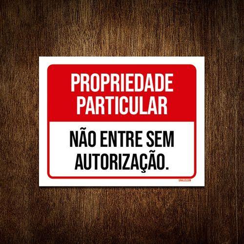 Imagem de Placa Propriedade Particular Não Entre Vermelha 18x23