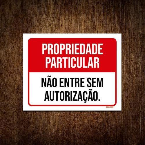 Imagem de Placa Propriedade Particular Não Entre Vermelha 27X35