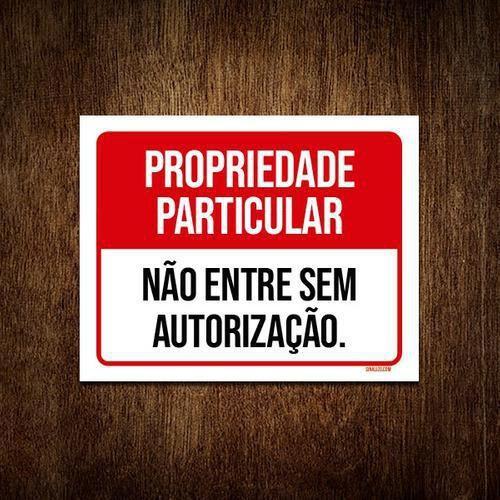 Imagem de Placa Propriedade Particular Não Entre Vermelha 36X46