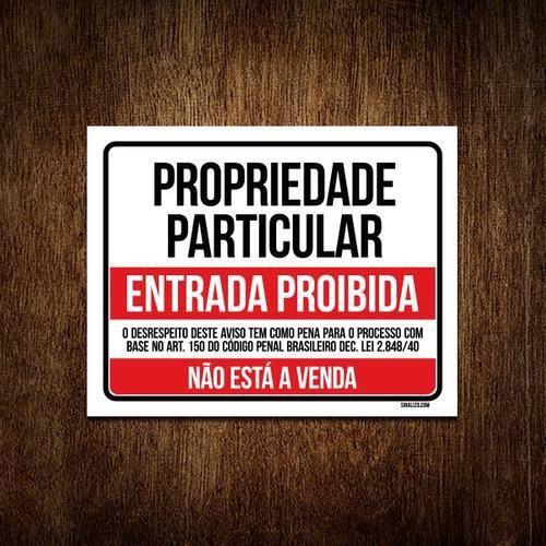 Imagem de Placa Propriedade Particular Não Está A Venda 18X23