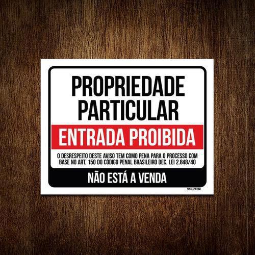 Imagem de Placa Propriedade Particular Não Está A Venda Preto 27X35