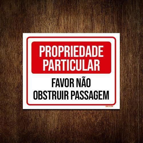 Imagem de Placa Propriedade Particular Não Obstruir 18x23cm 10un