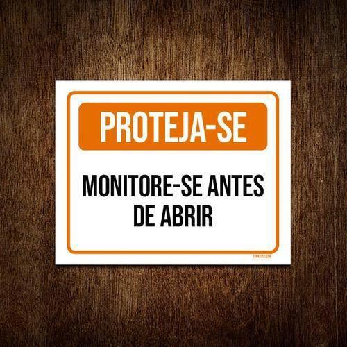 Imagem de Placa Proteja-Se Monitore-Se Antes De Abrir 27X35