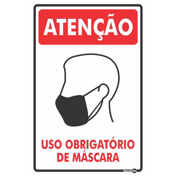 Imagem de Placa PS-27 Atenção Uso Obrigatório de Máscara 0,80mm 20x30