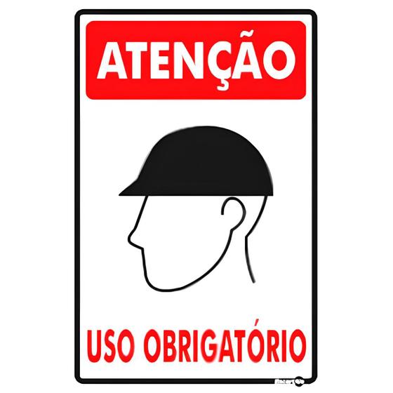 Imagem de Placa PS-84 Atenção (Capacete) Uso Obrigatório 0,80mm 20x30