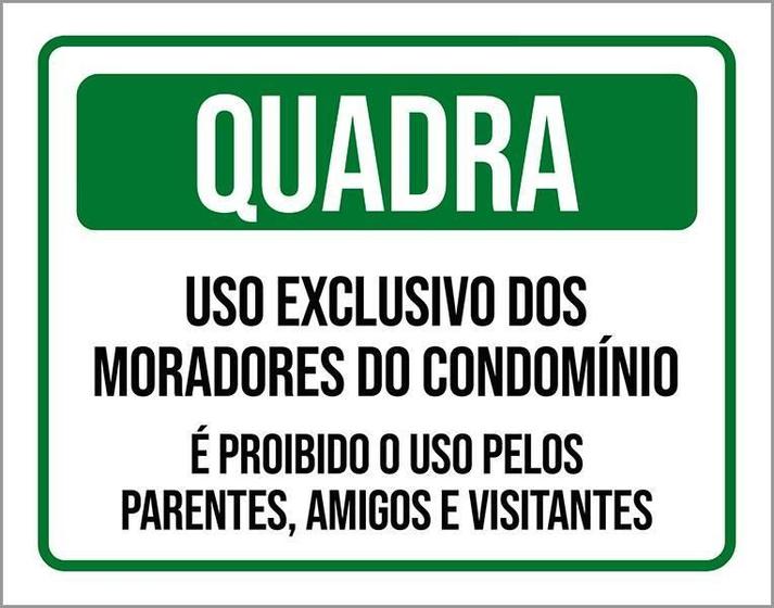 Imagem de Placa Quadra Uso Exclusivo Moradores Do Condomínio 36X46