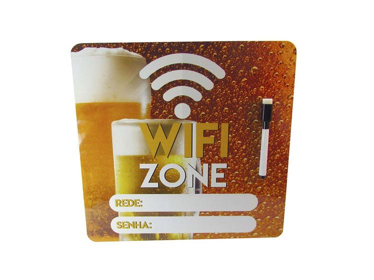 Imagem de Placa Quadro Decorativa Wifi Zone de Metal c/ Caneta 29cm 