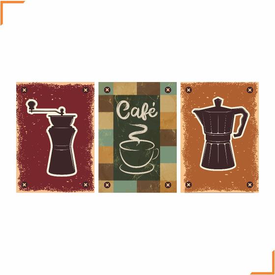 Imagem de Placa Quadro Decorativo Café 1 Em MDF 30x20cm Kit 3