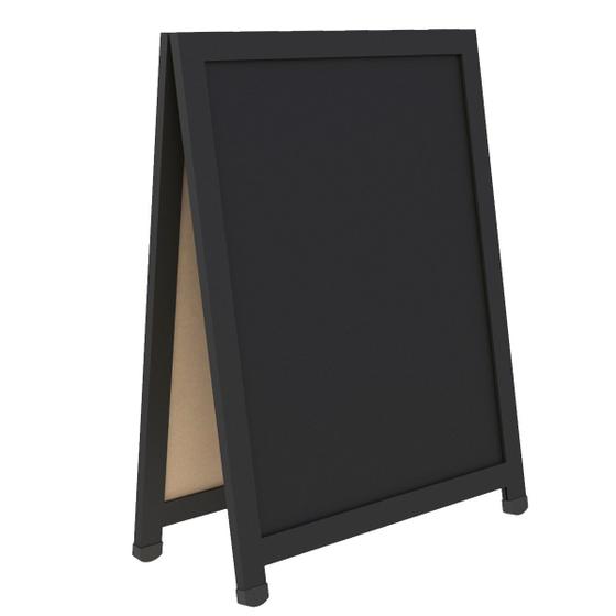 Imagem de Placa Quadro Lousa Cavalete de Calçada Soft 80x60 cm Duplo em Madeira mdf para Propaganda Visual
