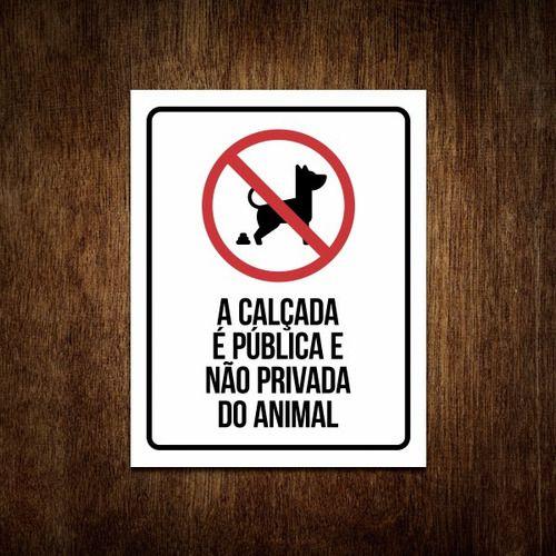 Imagem de Placa Recolha Coco Cachorro Sinalização Calçada (36x46)