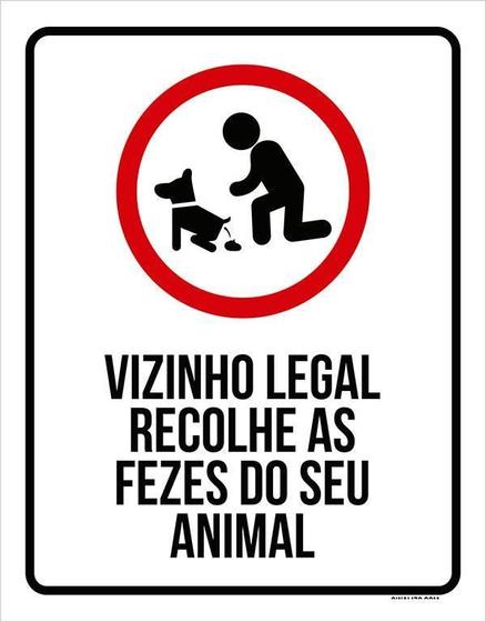 Imagem de Placa Recolha Fezes Cachorro Sinalização Vizinho Legal 36X46