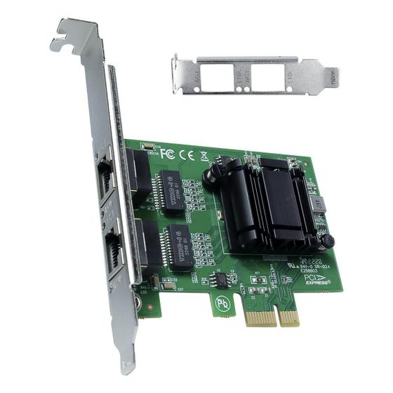 Imagem de Placa Rede Dual Port 10/100/1000 Pci-E Suporte Low Profile