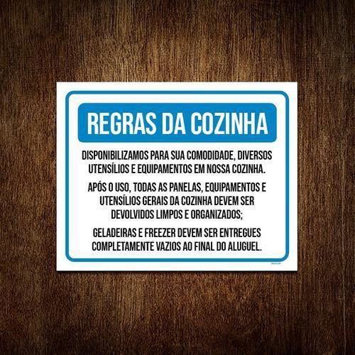 Imagem de Placa Regras Da Cozinha Respeite Deixe Limpo 27X35