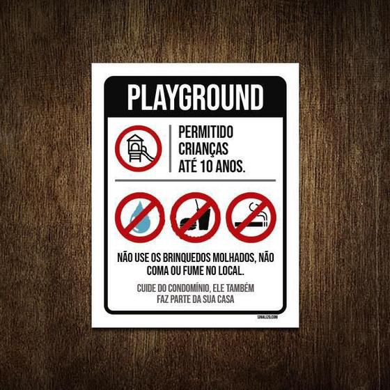 Imagem de Placa Regras Normas Uso Playground 27X35