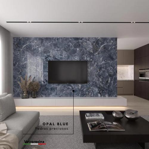 Imagem de Placa Resina Imitação de Pedra Mármore Formix 3D - Opal Blue