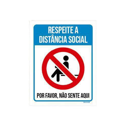 Imagem de Placa Respeite Distancia Social Não Sente Aqui 36X46