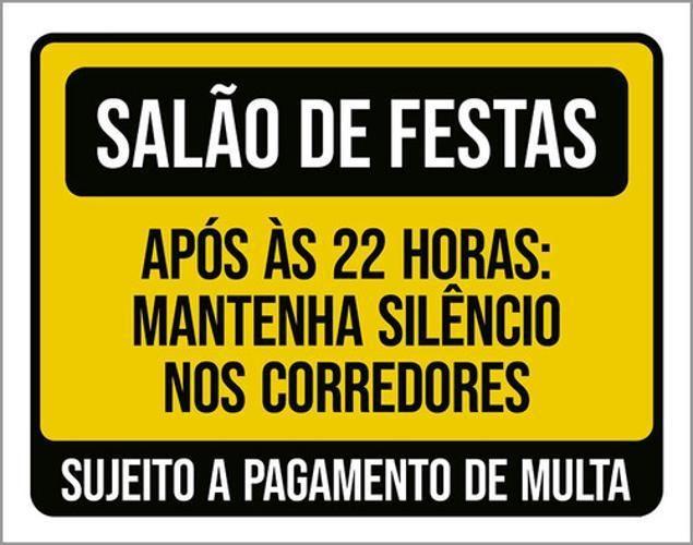 Imagem de Placa Salão Festas Após 22H Mantenha Silêncio 18X23