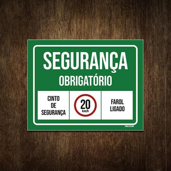 Imagem de Placa Segurança Obrigatório Cinto De Segurança Farol 18X23