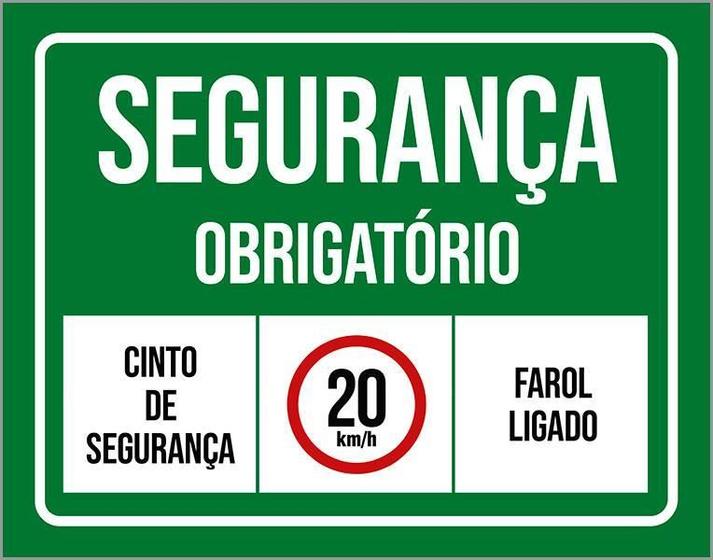 Imagem de Placa Segurança Obrigatório Cinto De Segurança Farol 36X46