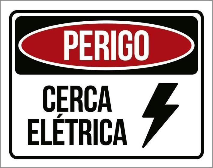 Imagem de Placa Segurança Perigo Cerca Elétrica - Perigo Atenção 27X35