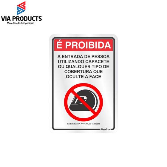 Imagem de Placa Sinalização 16x23 Proibido Uso de Capacete