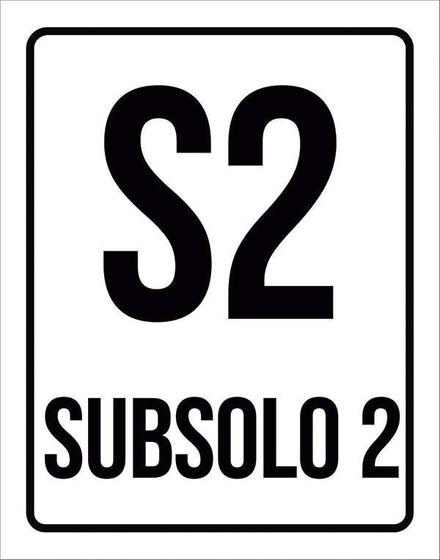 Imagem de Placa Sinalização Ambiente Indicativo S2 Subsolo 2 36X46