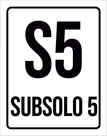 Imagem de Placa Sinalização Ambiente Indicativo S5 Subsolo 5 27X35