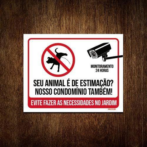 Imagem de Placa Sinalização Animal Estimação Condomínio Jardim 27X35