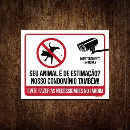 Imagem de Placa Sinalização Animal Estimação Condomínio Jardim 36X46