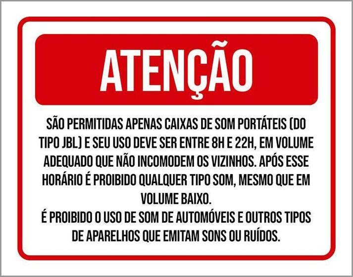 Imagem de Placa Sinalização - Atenção Caixas De Som Portáteis 18X23