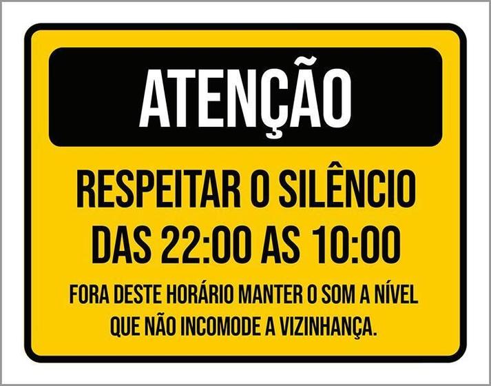 Imagem de Placa Sinalização Atenção Respeitar Silêncio Incomode 27X35