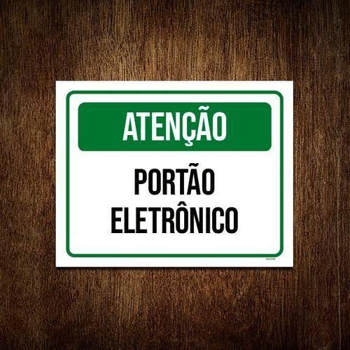 Imagem de Placa Sinalização - Atenção Verde Portão Eletrônico 18X23