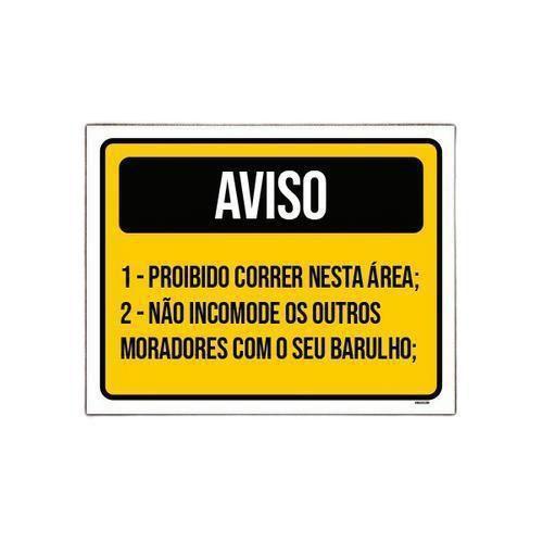 Imagem de Placa Sinalização - Aviso Proibido Correr Nesta Área 36X46Cm