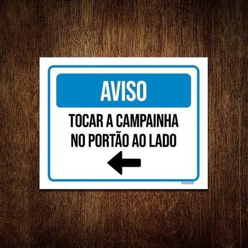 Imagem de Placa Sinalização - Aviso Tocar Campainha Seta Portão 27X35