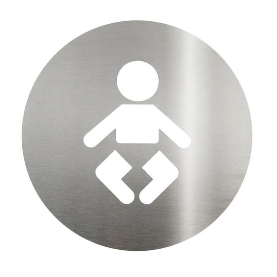 Imagem de Placa Sinalizacao Banheiro Fraldario Em Inox Bebe Trocador Cor Da Moldura Prata