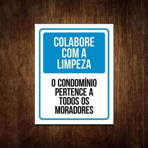 Imagem de Placa Sinalização Colabore Com A Limpeza Do Condomínio 36X46