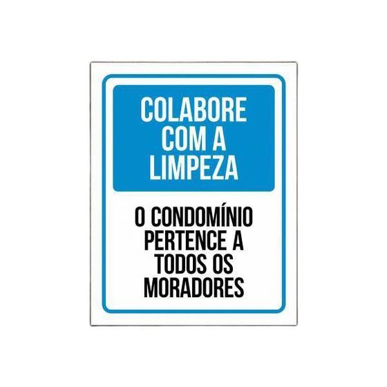 Imagem de Placa Sinalização Colabore Com A Limpeza Do Condomínio
