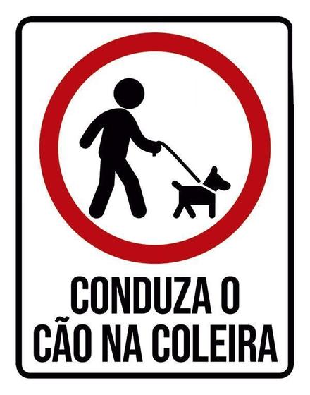 Imagem de Placa Sinalização - Conduza Cão Na Coleira 27X35