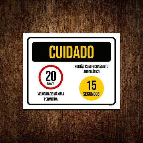 Imagem de Placa Sinalização - Cuidado 20 Km H 15 Segundos 36x46