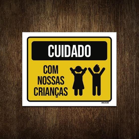 Imagem de Placa Sinalização Cuidado Com Nossas Crianças 36X46
